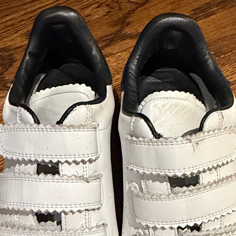 Isabel Marat White Leather Velcro Sneakers with Suede Toe - Picture 2 of 6